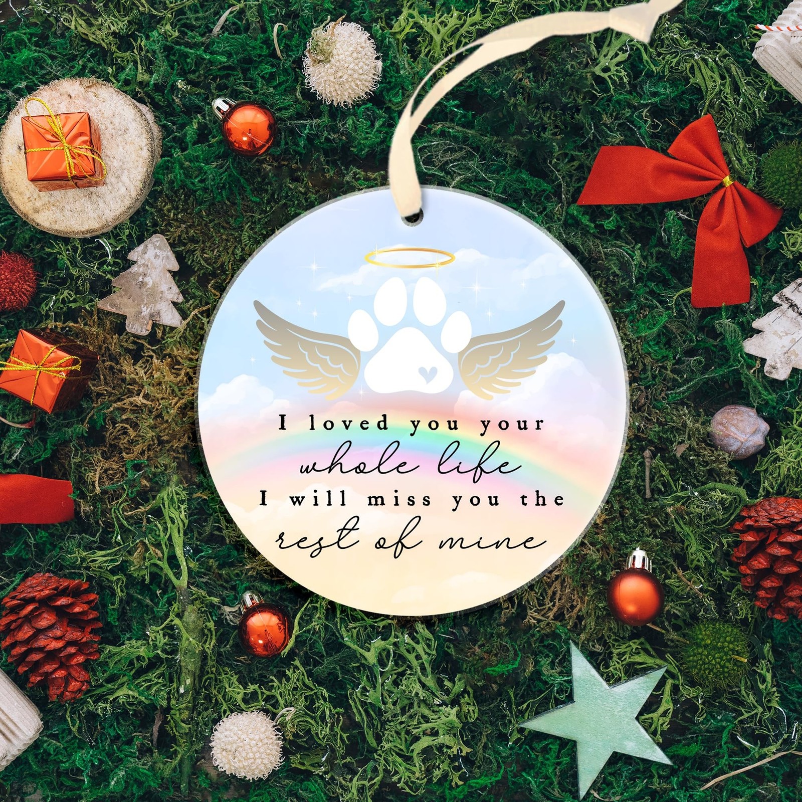 Rainbow Bridge Acrylic Keepsake – 3.5″ Round Pet Memorial Gift – in