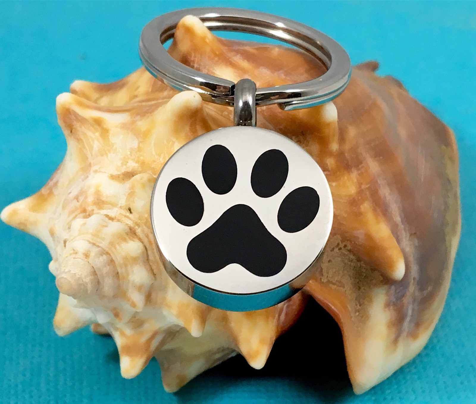 Pet Cremation Pendant Urn Keychain 1″ Key Ring for Ashes Dog Cat Paw Print