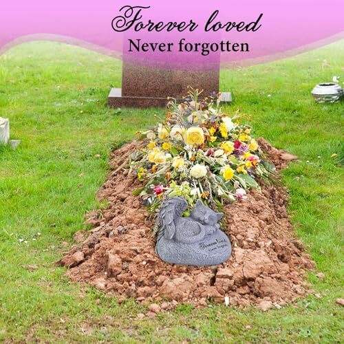 Cat Angel Memorial Garden Statue, Pet Memorial Stone with Solar Lights，Cat
