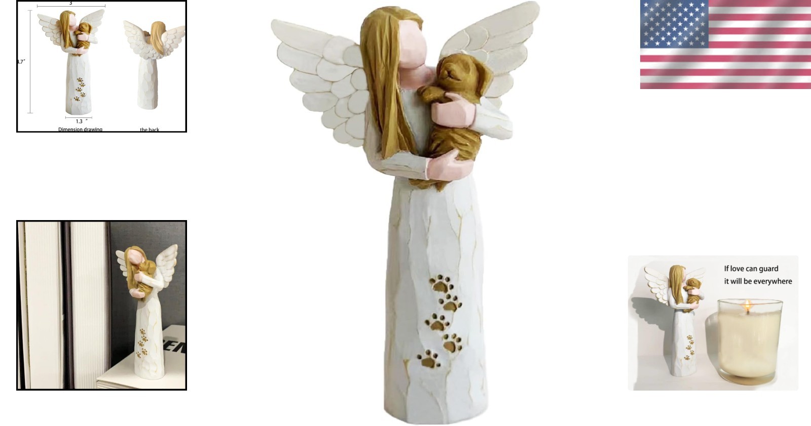Lovely Indoor Angel Statue to Comfort in Pet Loss – Sympathy Gift for Dog Lovers