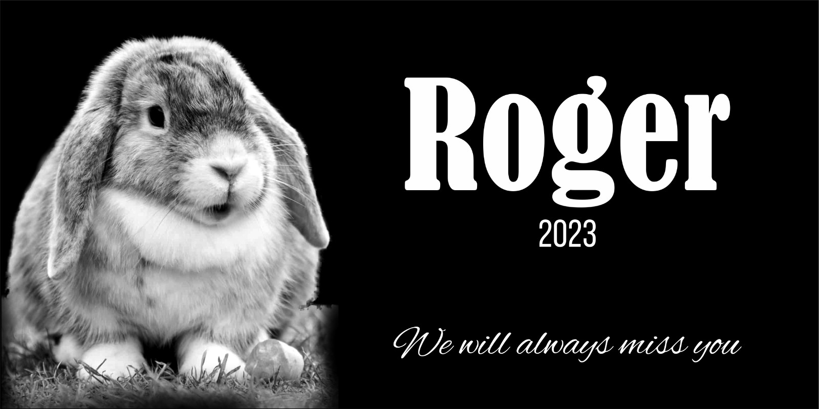 Personalized Pet Stone Memorial Grave Marker Granite Plaque Animal Human rabbit