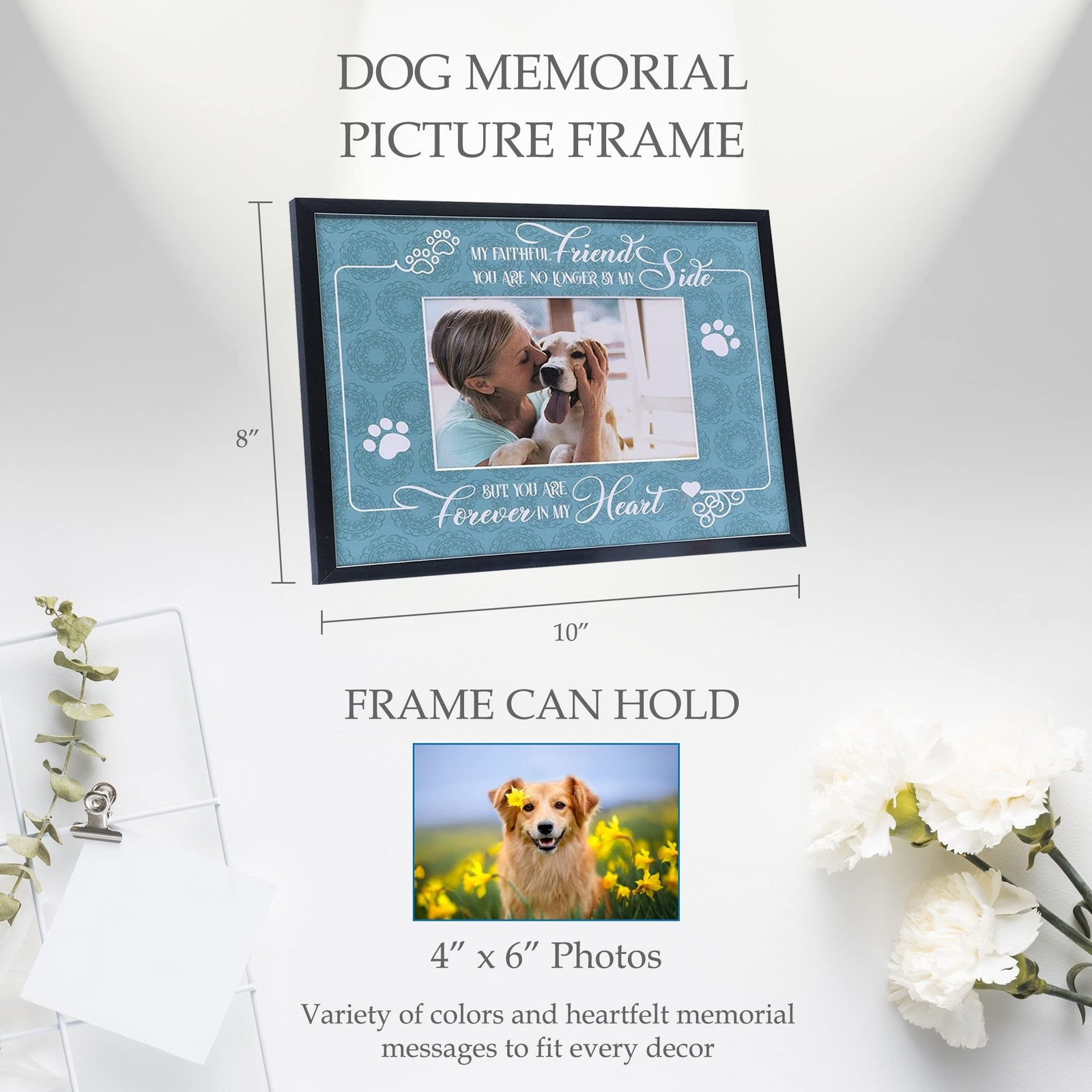Majestic Zen Dog Memorial Picture Frame, Alum-Memorial Frame-M-24, Holds 4×6 …