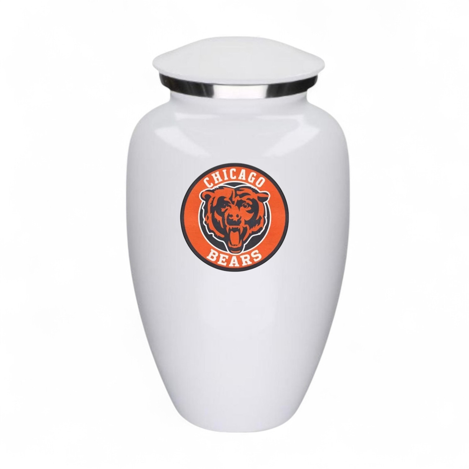 Chicago Football Theme Large Aluminum Cremation Urn Adult Human Ashes w/Bag