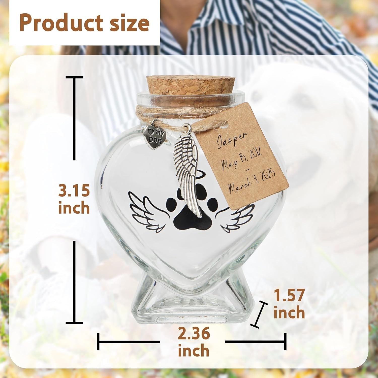 Elegant Glass Memorial Keepsake for Dogs & Cats – Heart-Shaped Tribute