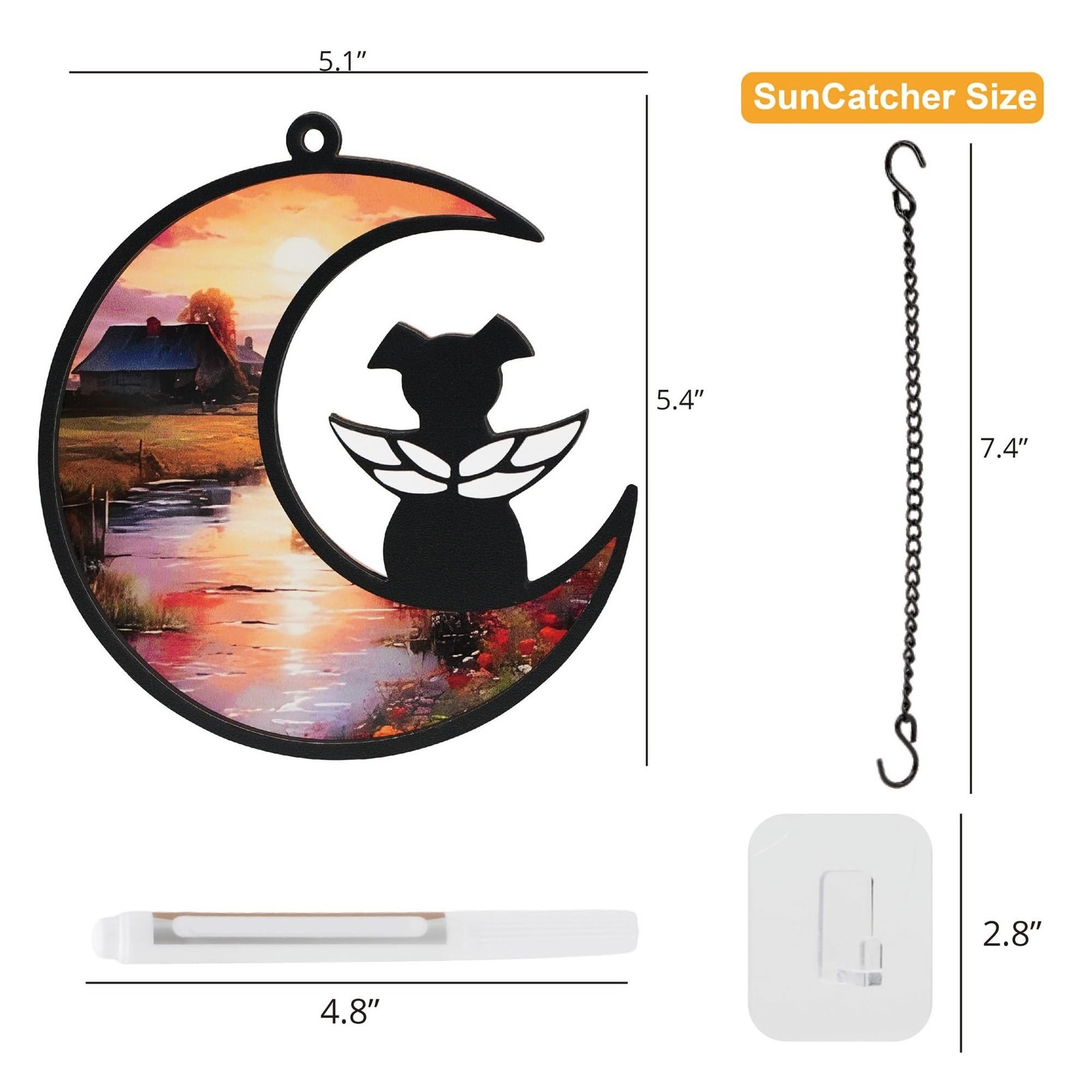 DIY Angel Dog Memorial Suncatcher with Sympathy Card, Engraved Pet Memorial O…