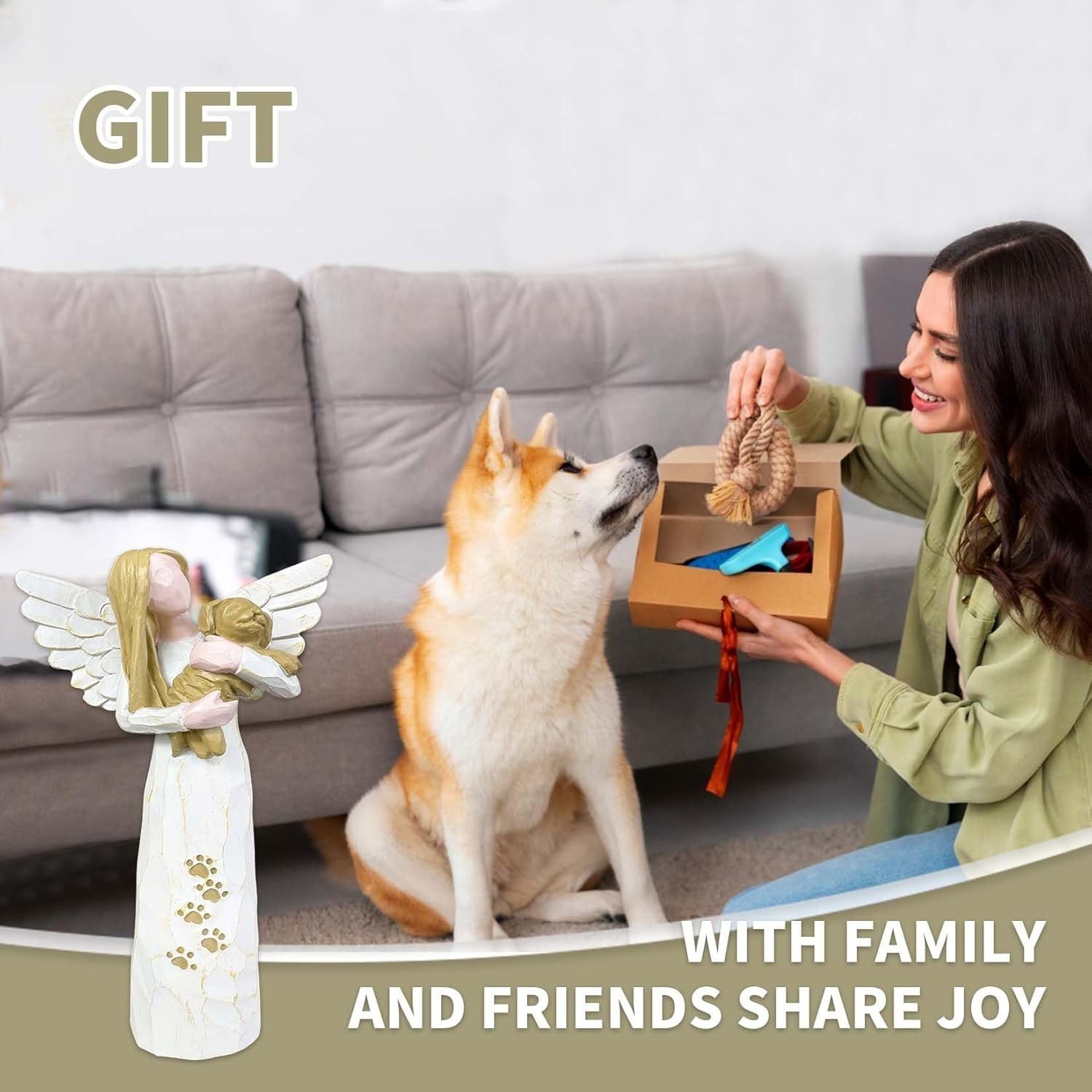 Dog Angel Figurines, Pet Memorial Gifts，Expresses Relationship with a Much-Loved