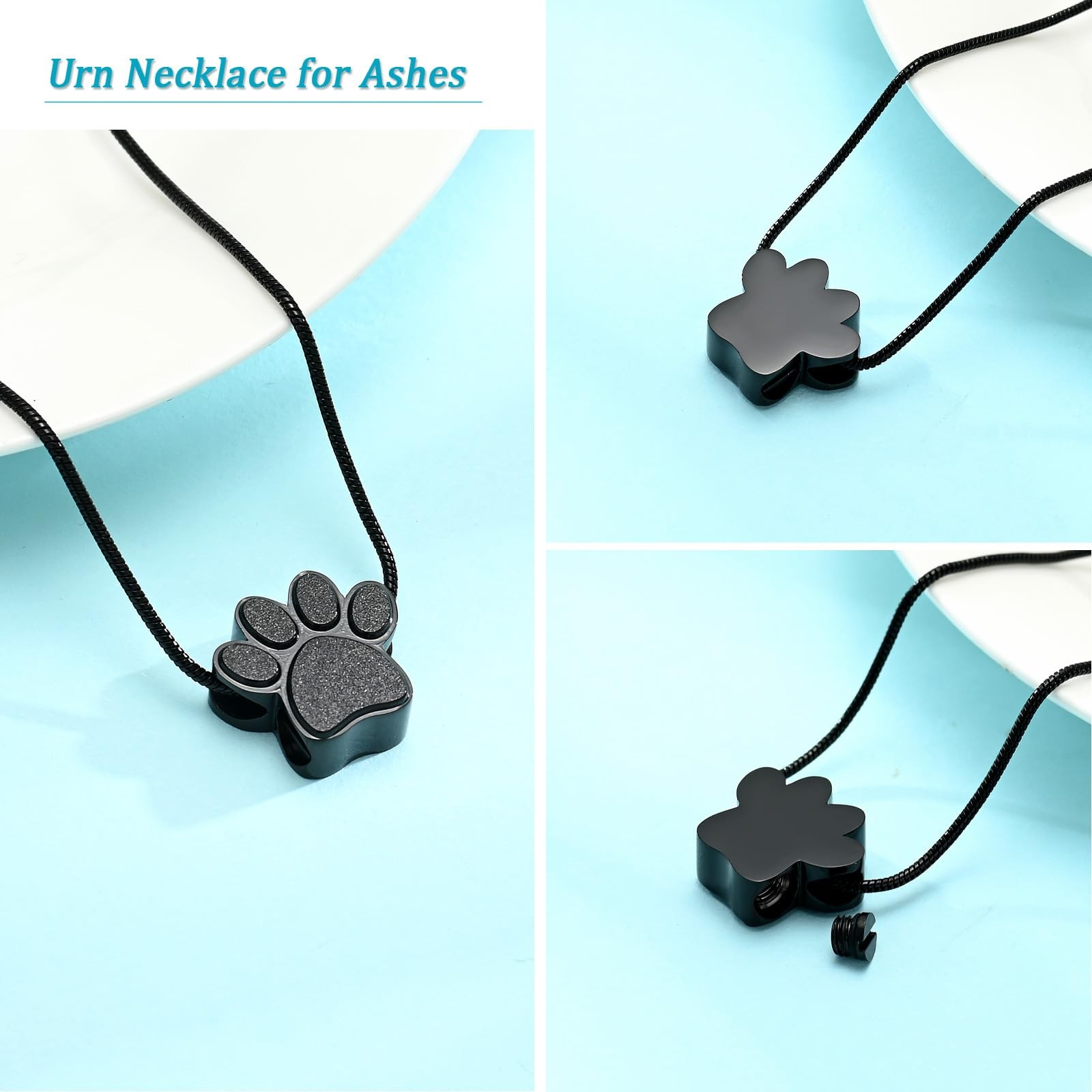 Hearbeingt Pet Cremation Jewelry For Ashes Urn Necklace Paw Print Pet Keepsake