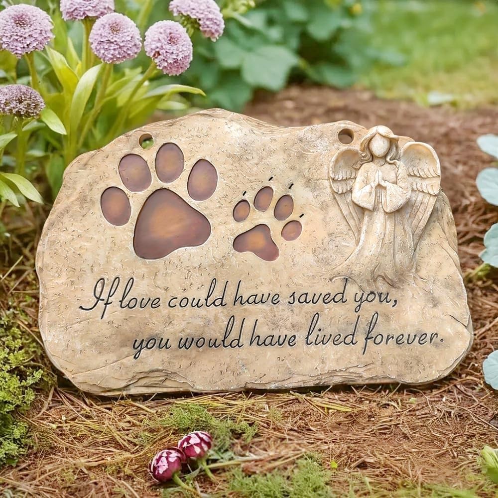 Jinhuoba Pet Dog Memorial Stones Headstones Plaques Angel Sympathy Paw Prints