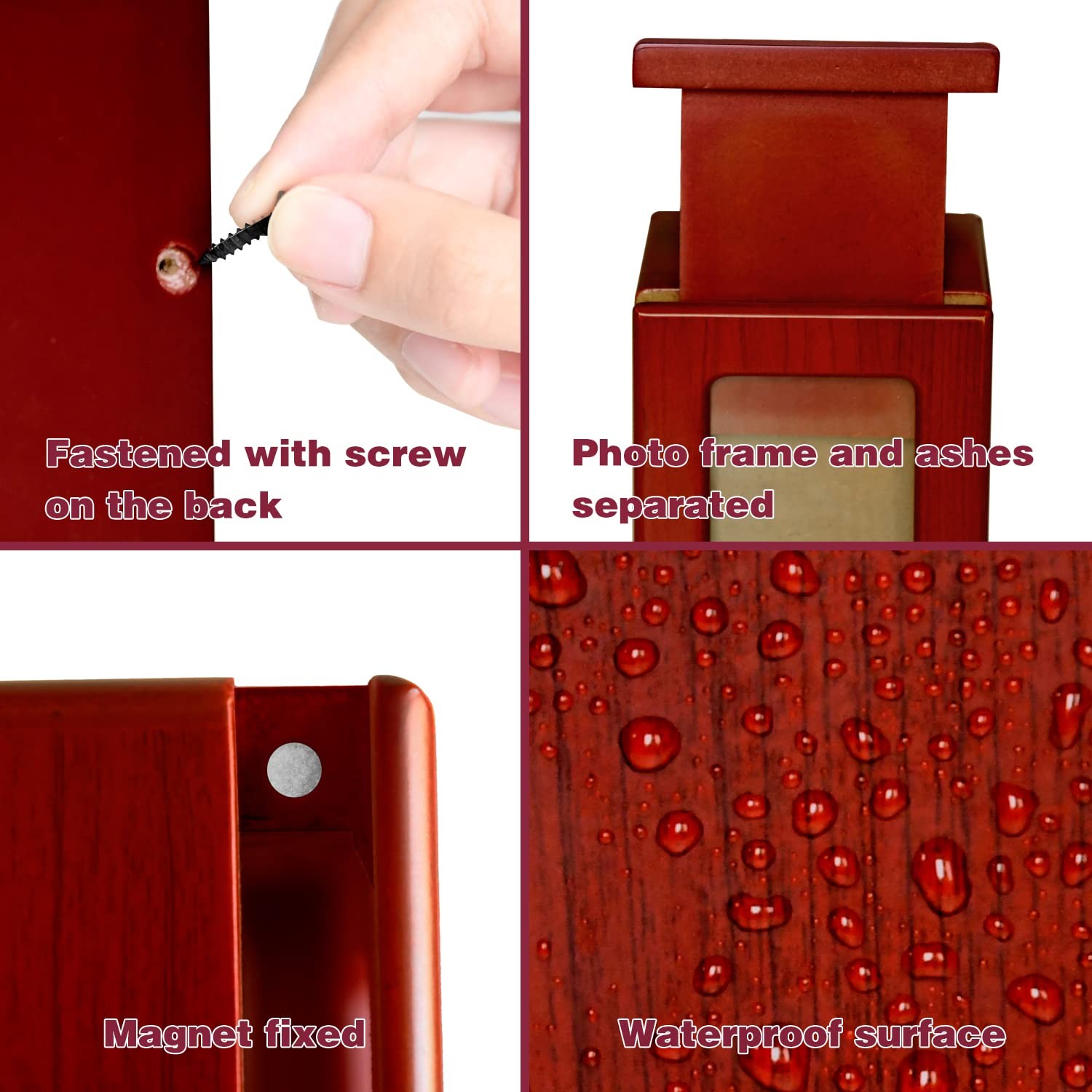 Red Small Pet Urns Dogs Ashes Photo Frame Cremation Box Memorial Storage