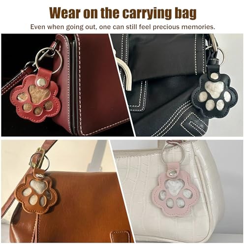 Pet Fur Keepsake Keychain for Dog Cat – Paw Paw Print Hair – 3 Pcs a