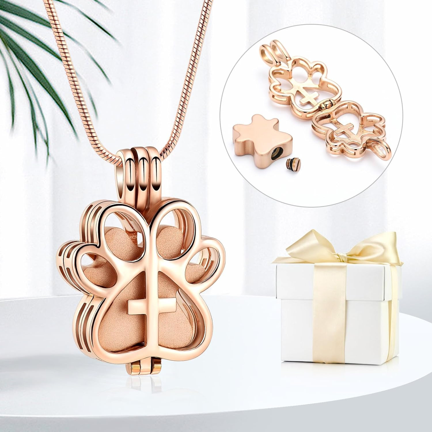 Pet Cremation Jewelry for Dog/Cat Paw Stainless Steel Memorial Locket Urn Neckla