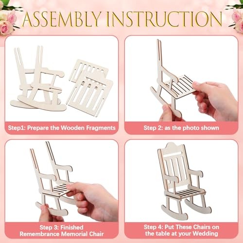 7 Pieces Wedding Memorial Mini Chair Set Our Loved Ones Remembrance Memorial