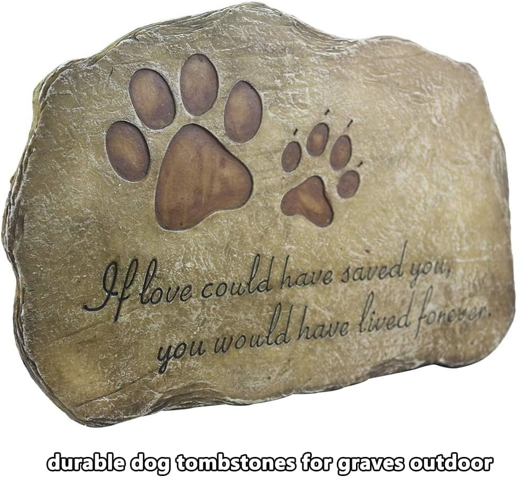 Pet Memorial Stone Garden Marker Hand-Painted Dog Cat Grave Plaque 11″ Outdoor