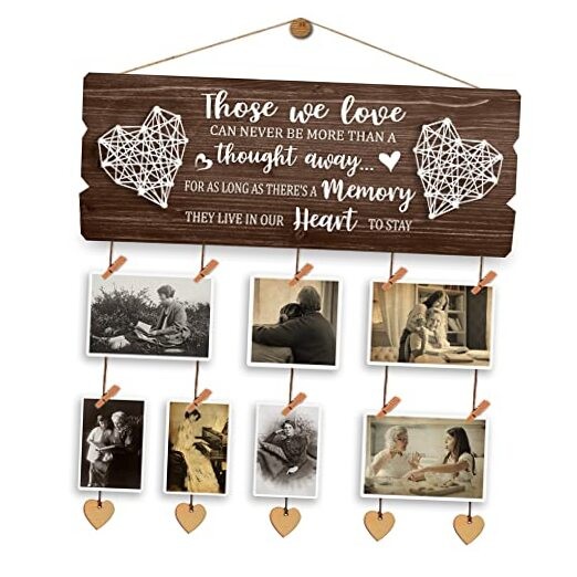 Wooden Memorial Picture Hanging Board with Clips and Twine – those we love