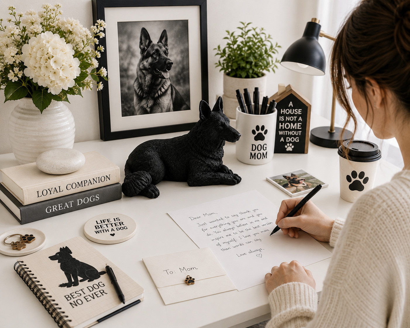 6″ Mini Black German Shepherd Figurine – Black German Shepherd Gifts