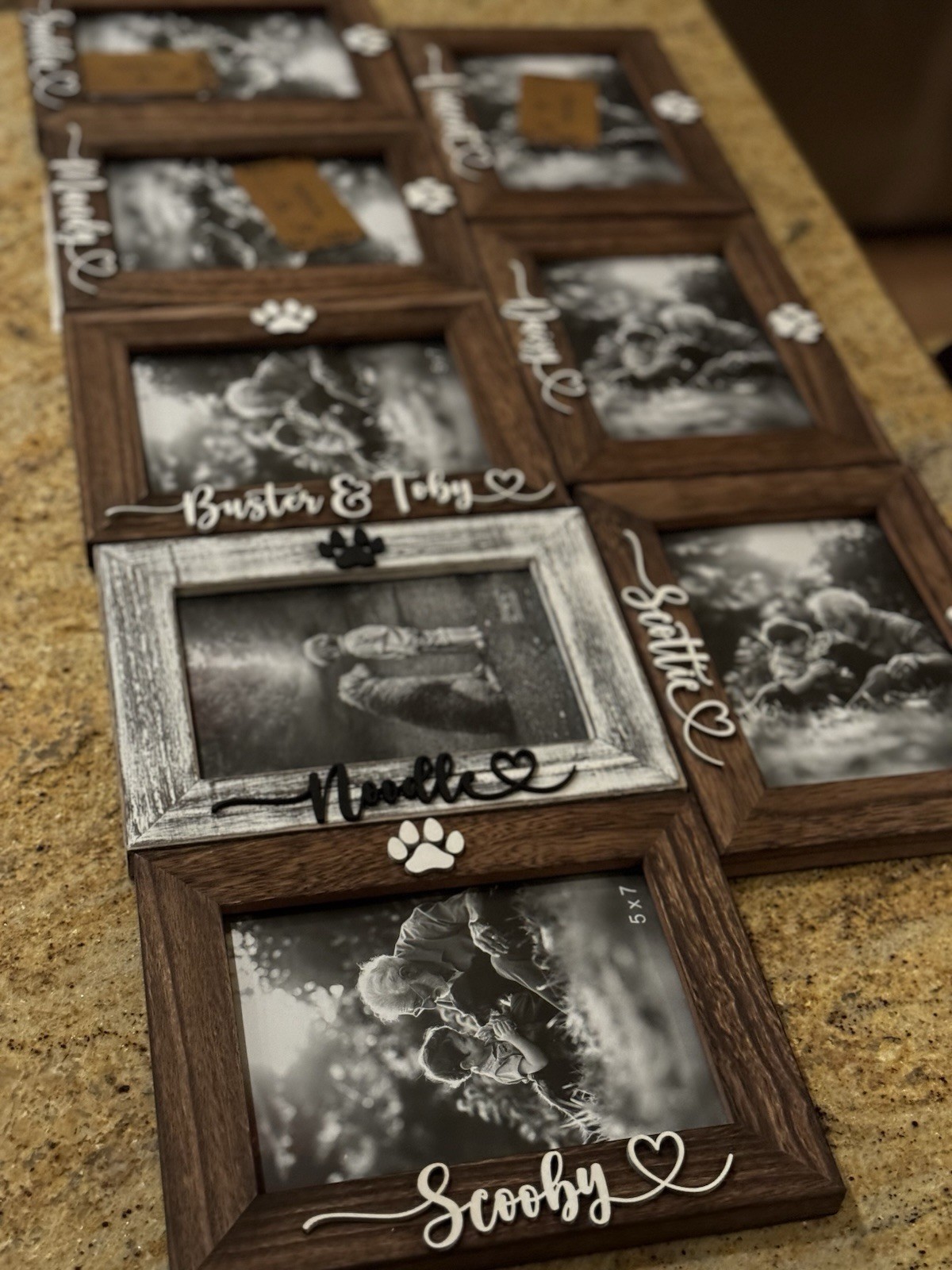 Pet Picture Frame Name Dog Photo Cat Paw Print Frame Gift Memorial Keepsake