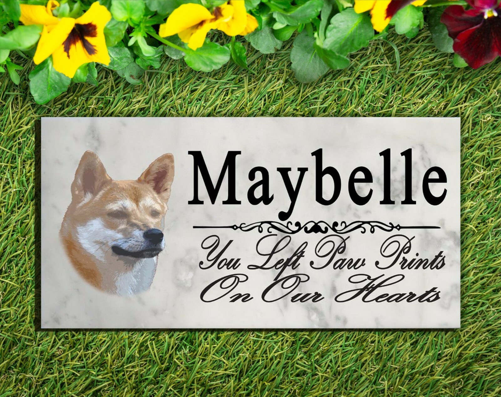 Customized Shiba Inu Memorial Stone Dog Garden Rock Grave Marker Outdoor