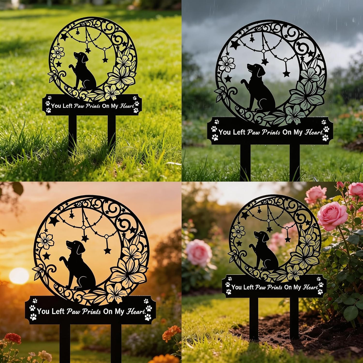 Dog Grave Marker Memorial,Metal Pet Grave Decorations for Cemetery,Dog