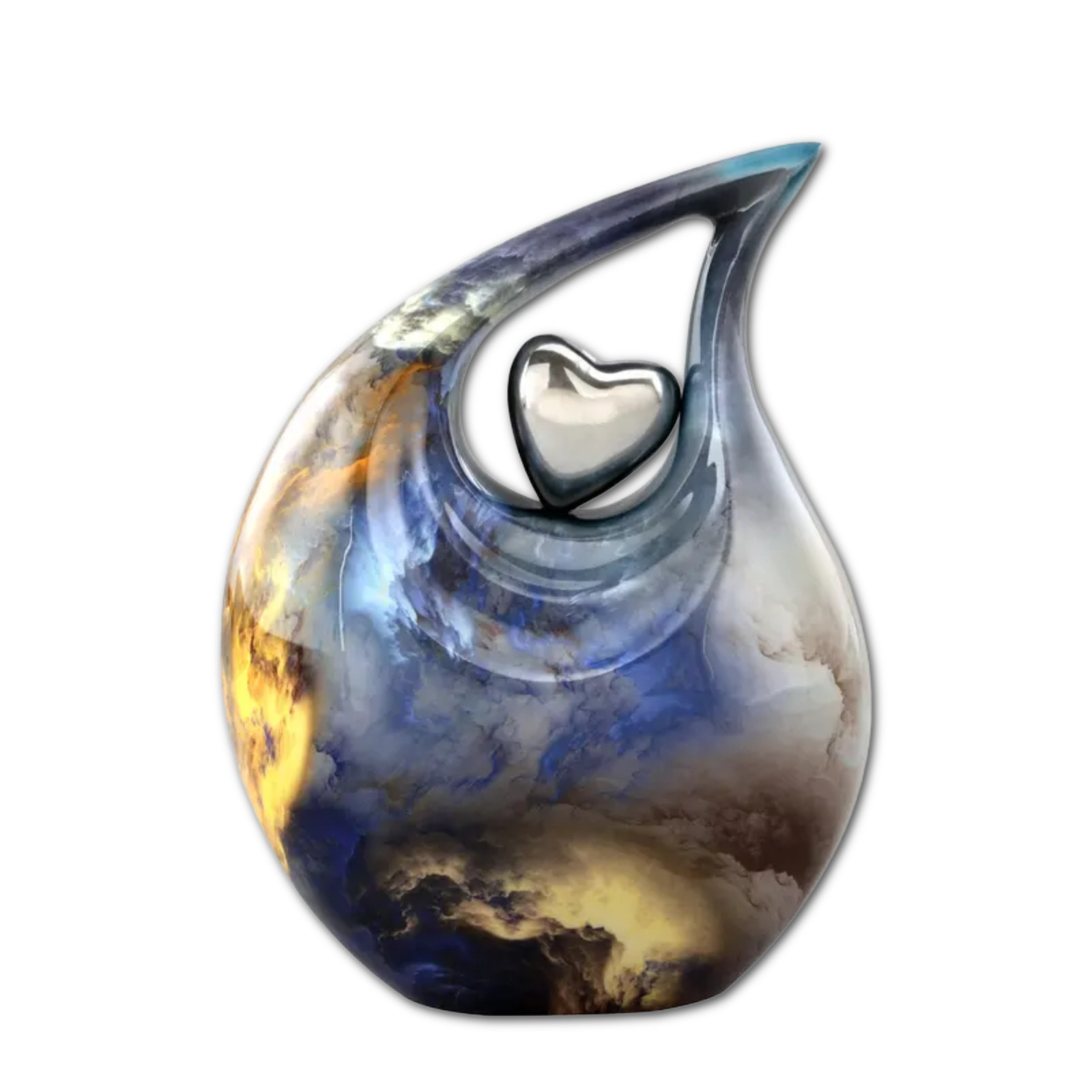 Teardrop Cremation Urn Silver Heart Adult Human Ashes for Male & Female Earns…
