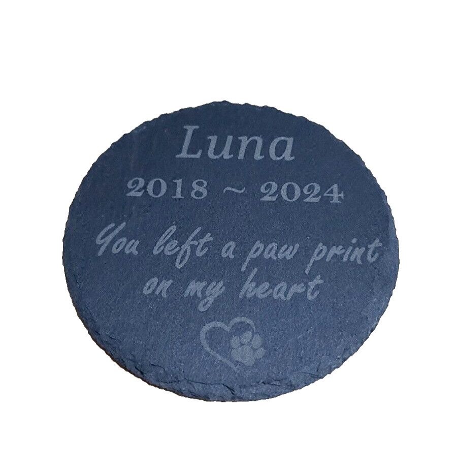 Personalised Engraved Slate Stone Heart Pet Memorial Grave Marker Plaque Dog Cat