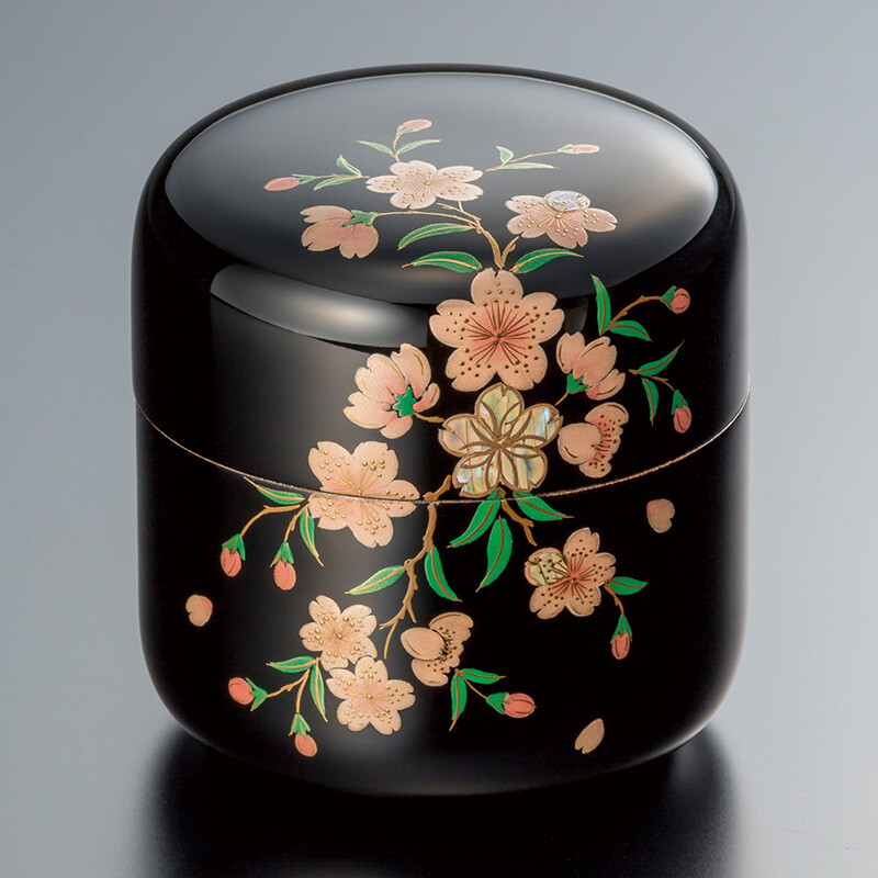 Yutori Sakura Black Small Keepsake Urn for Human Ashes Lacquer decoration