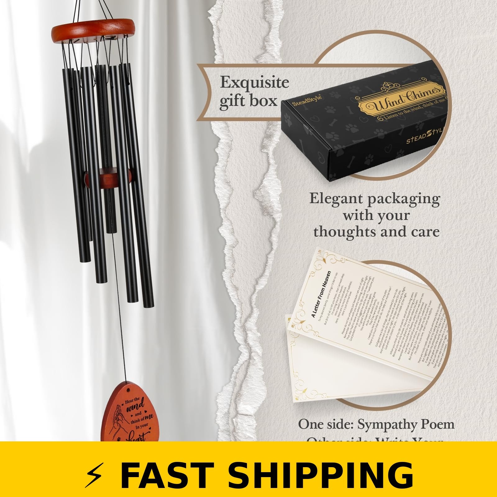 SteadStyle Pet Memorial Wind Chime – 25.5 in Sympathy Gift