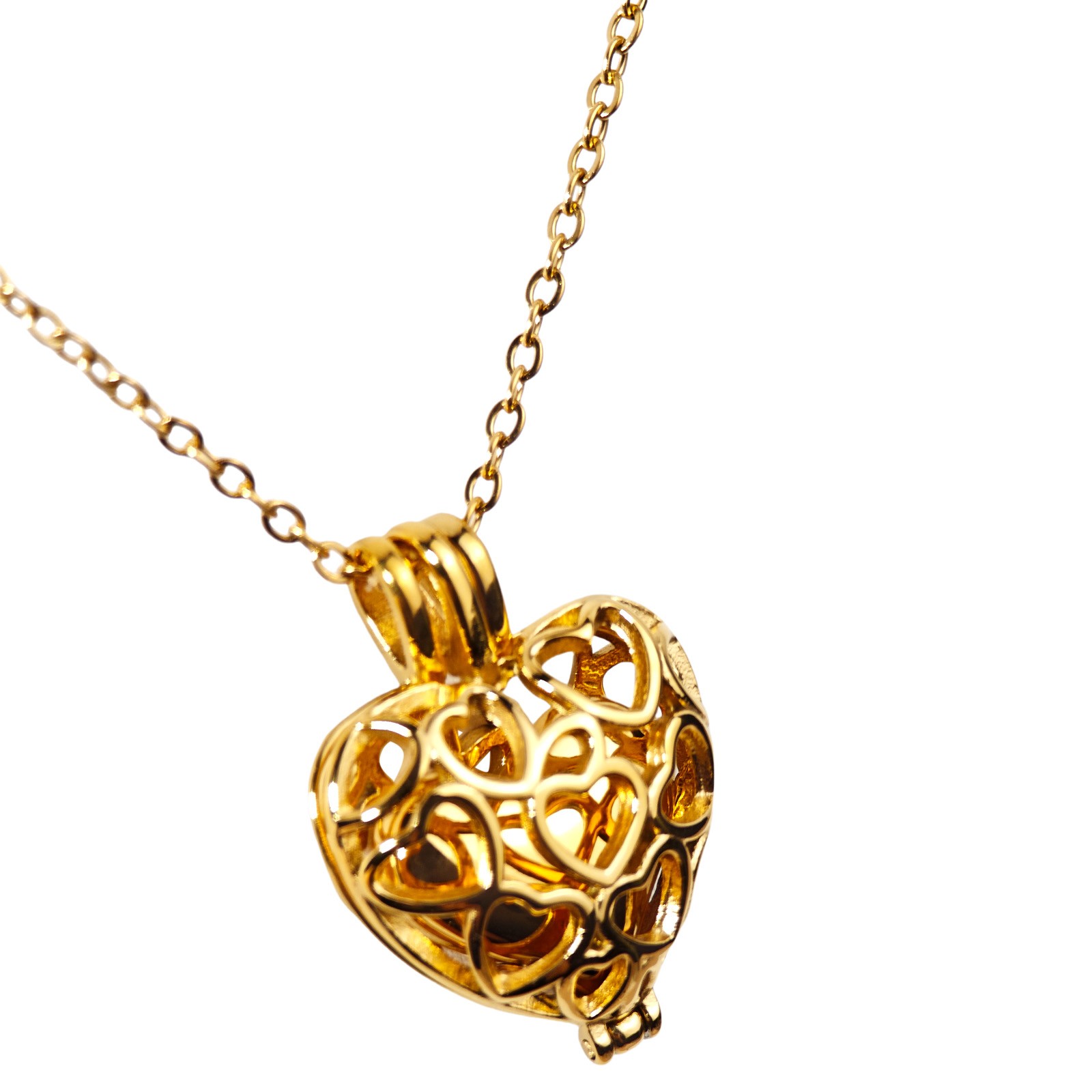 Paw Print Heart Pet Ashes Memorial Necklace with Inner Box For Dog&Cat (Gold)