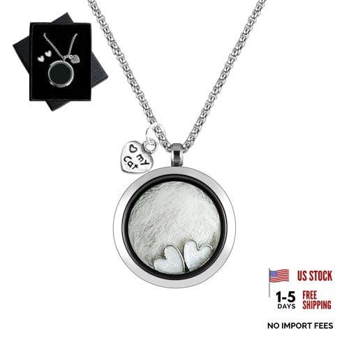 Ashes Hair Memory Urn Necklace – Glass Circle – Cat Fur Keepsake