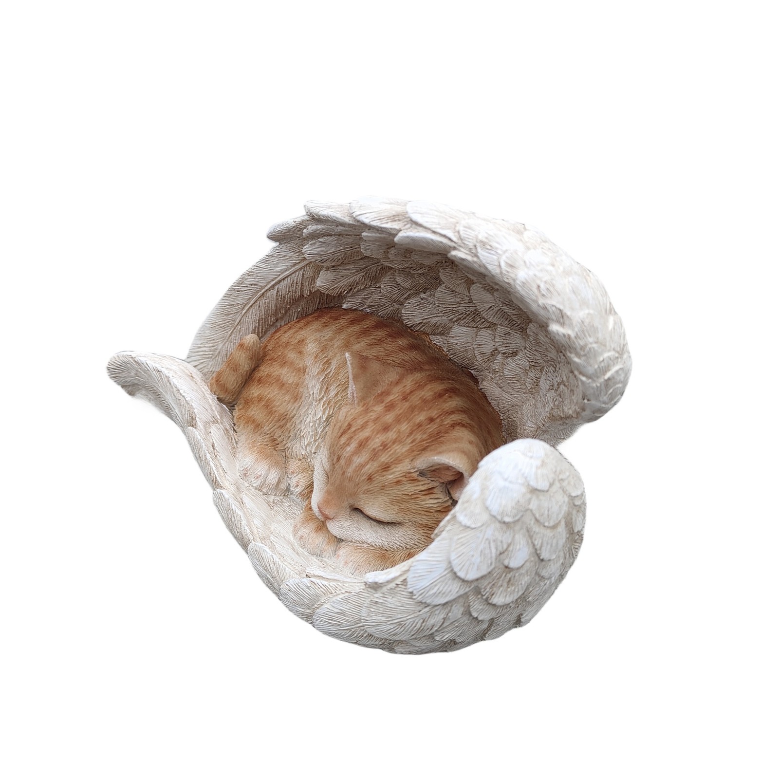 Angel Cat Garden Statue Orange Tabby Sleeping Pet Memorial Bereavement Gift