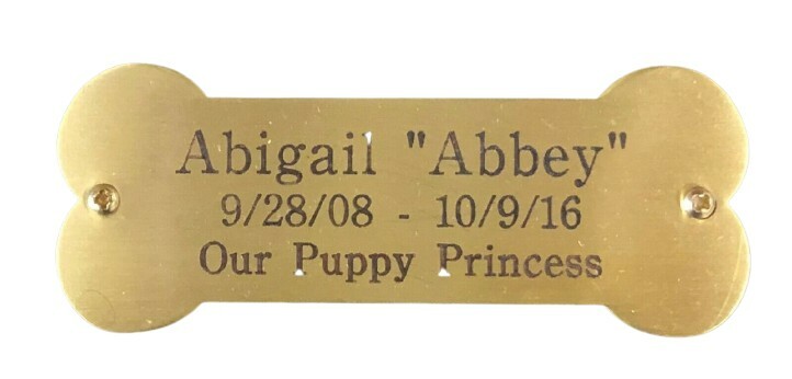 DOG BONE SHAPED BRASS PLATE WITH YOUR CUSTOM MESSAGE – MEMORIAL – URN PLATE