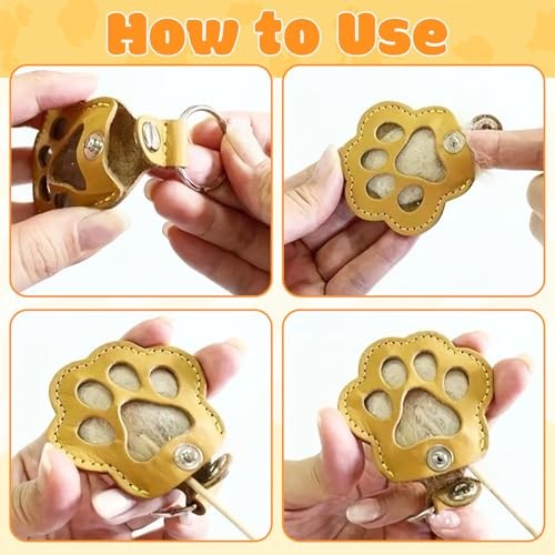 Pet Memorial Gifts for Dogs Cats, Leather Paw Print Pet Fur Keepsake White