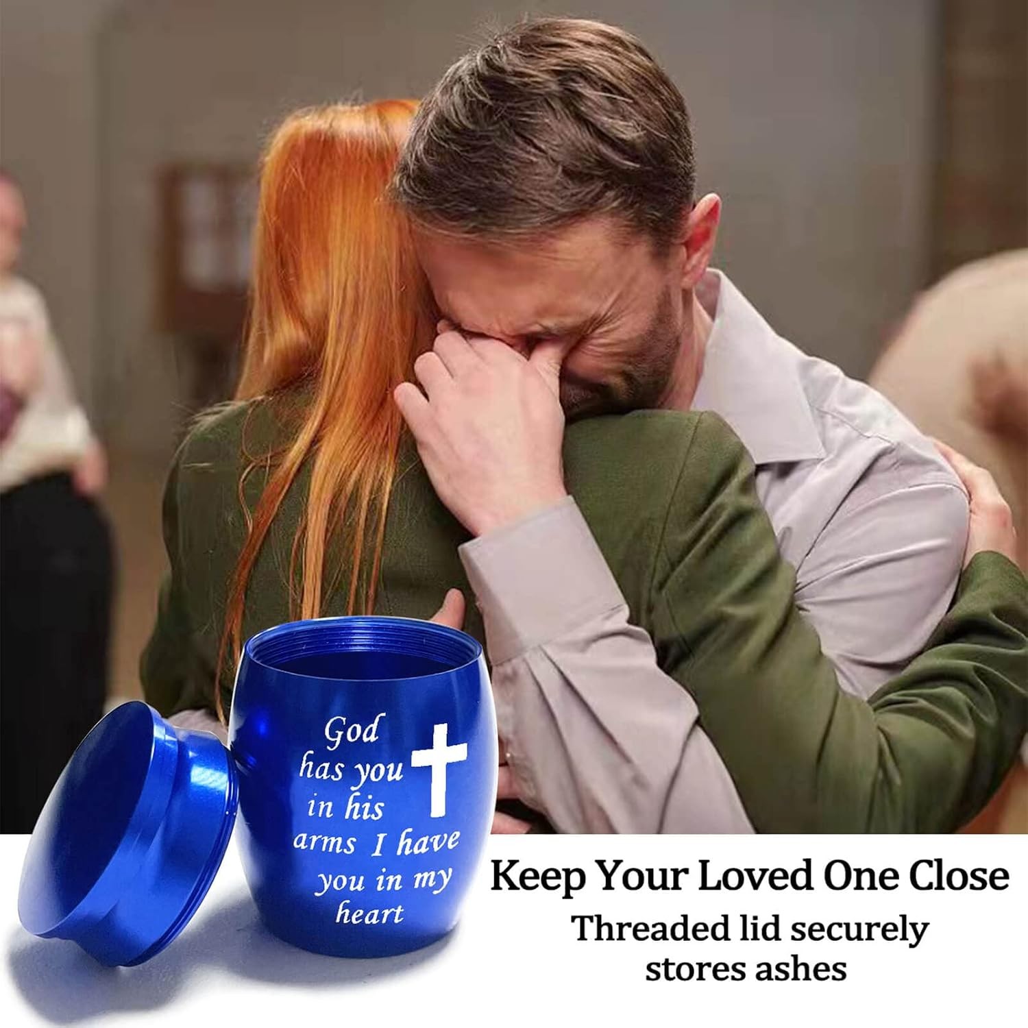Heart-Shaped Velvet Cremation Keepsake Set with Blue Light