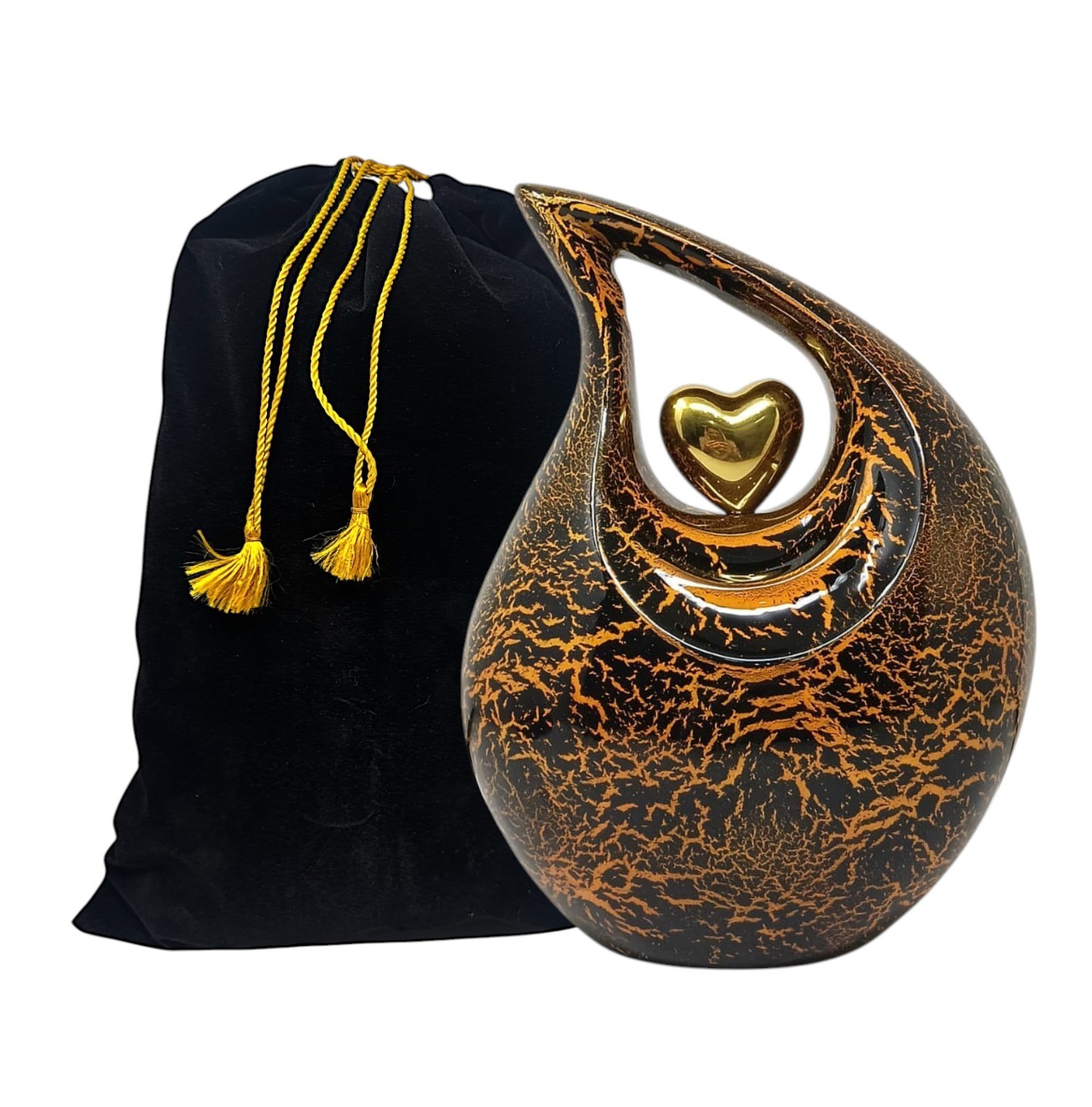 Metal Large Teardrop Cremation Urn 10 Inch for Human Ashes Men & Women Earns