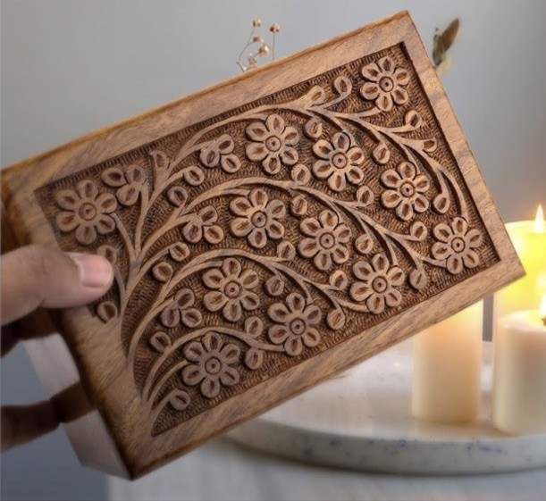 Wooden Urn Box for Human Ashes Cremation Box Decorative 6″x4″ Urn Pet