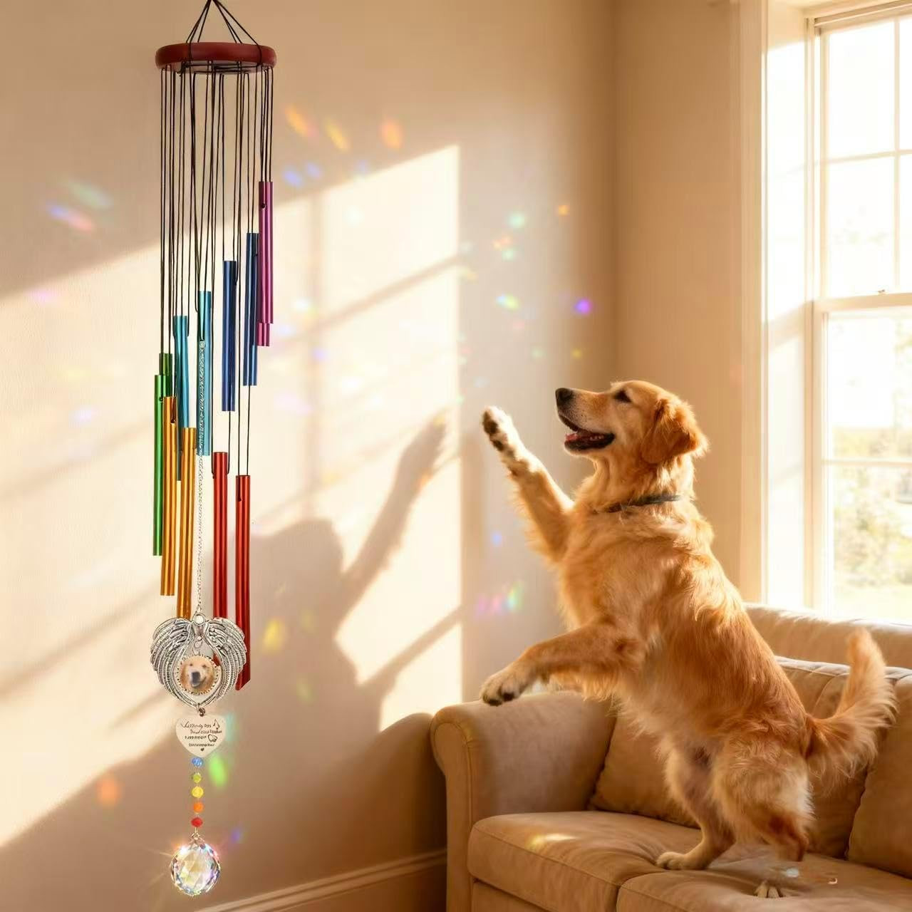 Dog Memorial Wind Chime, Sympathy Gift for Loss of Dog, Rainbow Bridge Remembran