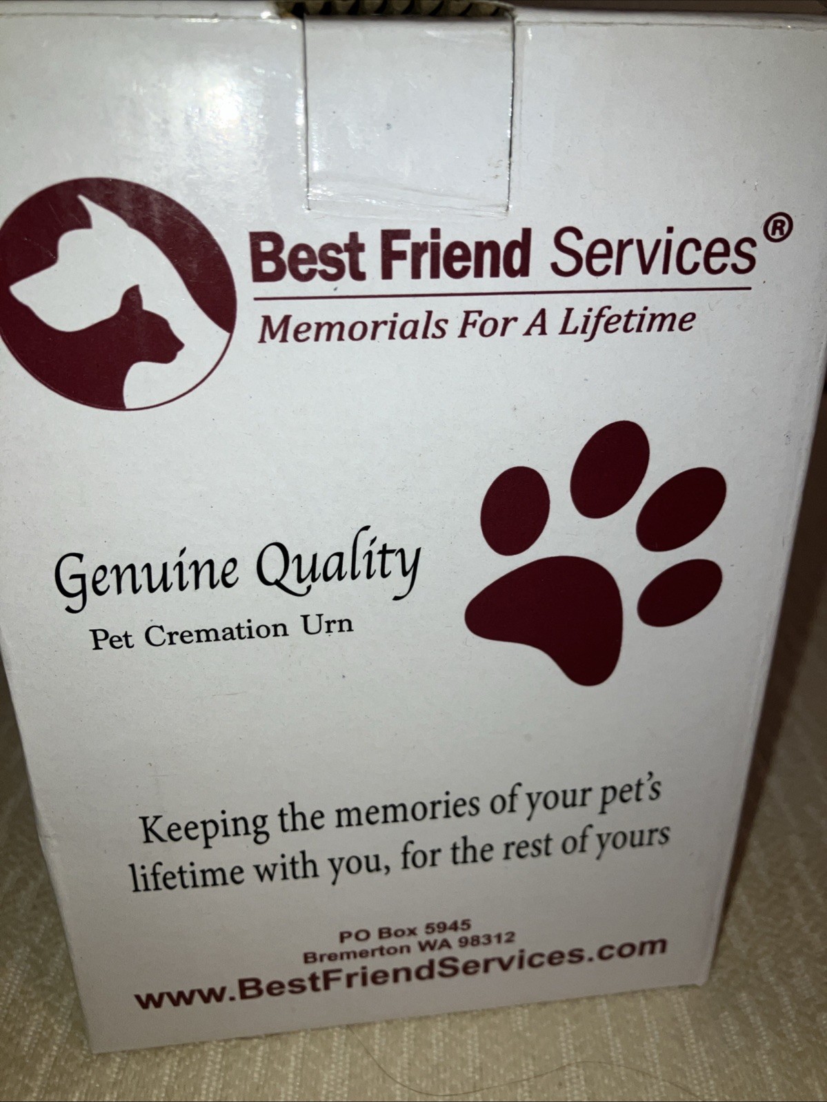 Best Friend Services – Ottillie Paws Pet Urn-Size Small – for pets up to 30 lbs.