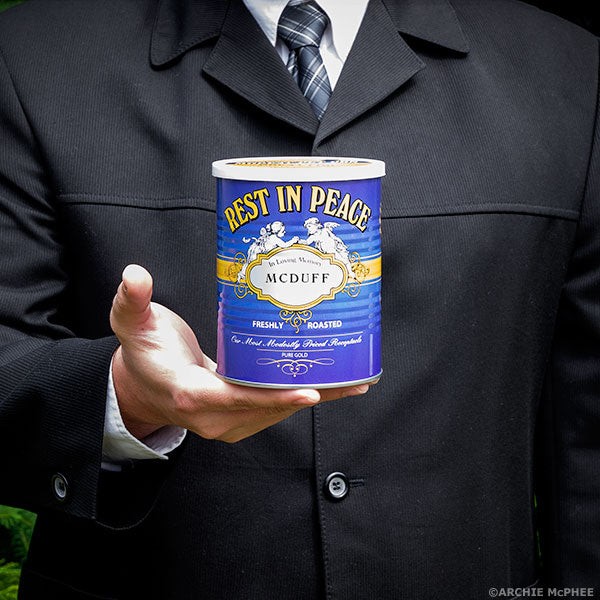 MODEST PET URN – Rest in Peace Cheap Funeral Service in a Can! – Archie McPhee