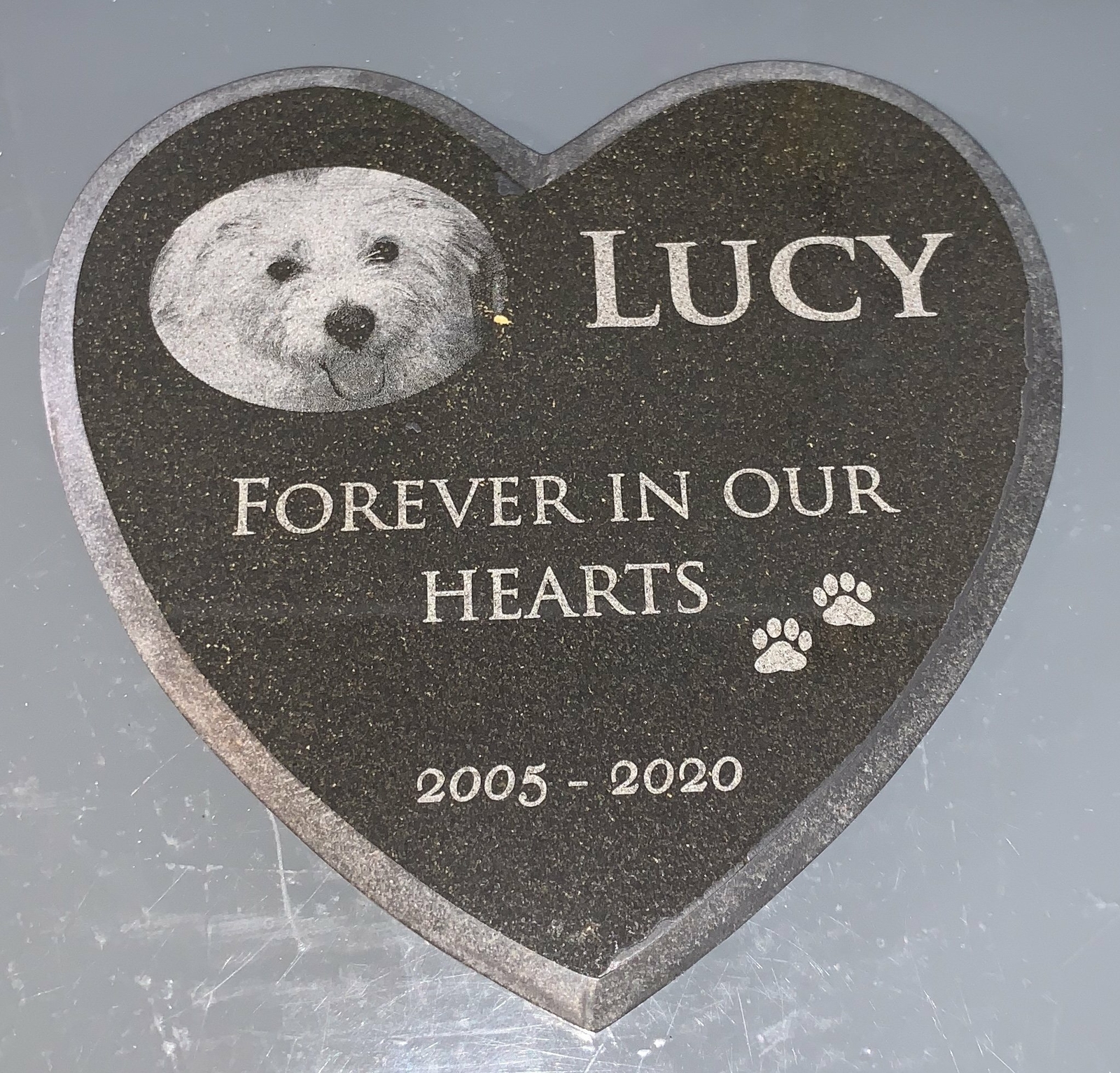 Memorial Plaque Photo Granite Heart Pet Custom Engraved (personalised)
