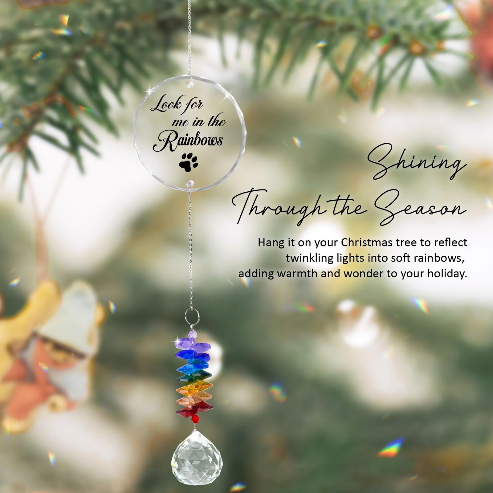 Pet Memorial Suncatcher Look for me in the Rainbows – Dog Memorial Gifts – Pe…