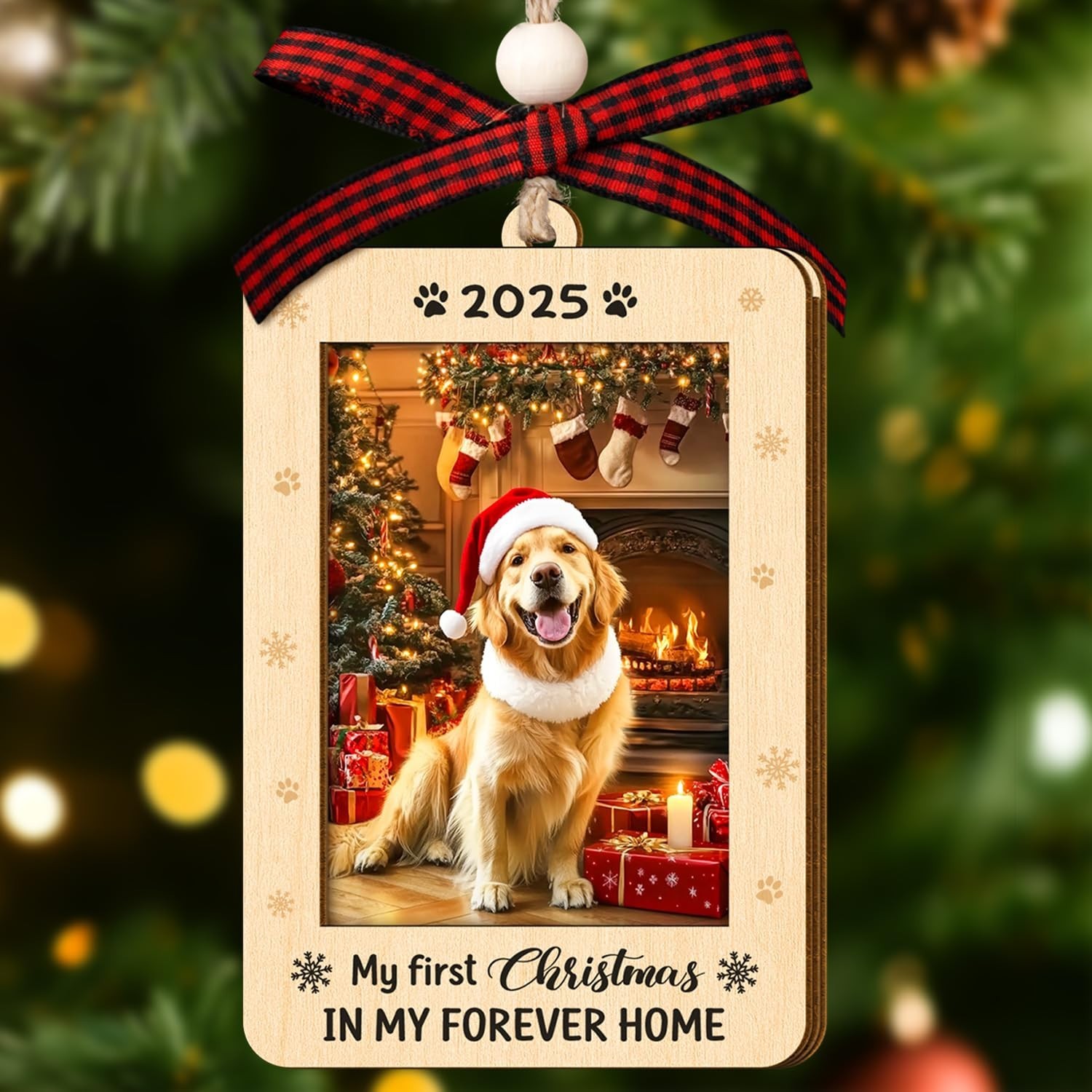 Pet Ornaments for Christmas Tree 2025 – Photo Frame with Pawprint – Dog, Cat …