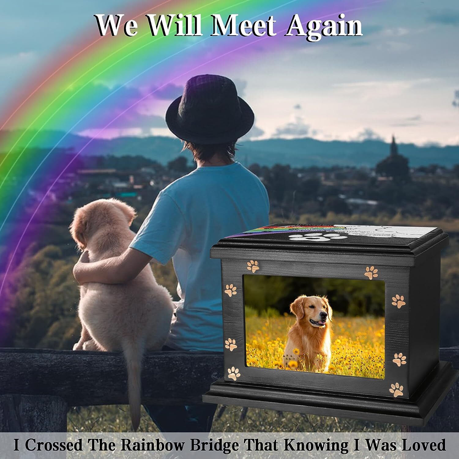 Pet Memorial Urns For Dogs Or Cats Ashes, Large Wooden Funeral Pets Memorial Urn