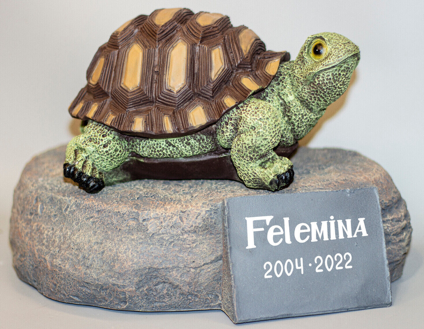 Turtle Urn Pet Ashes Memorial Headstone Statue Casket Tortoise Loss Grave Marker