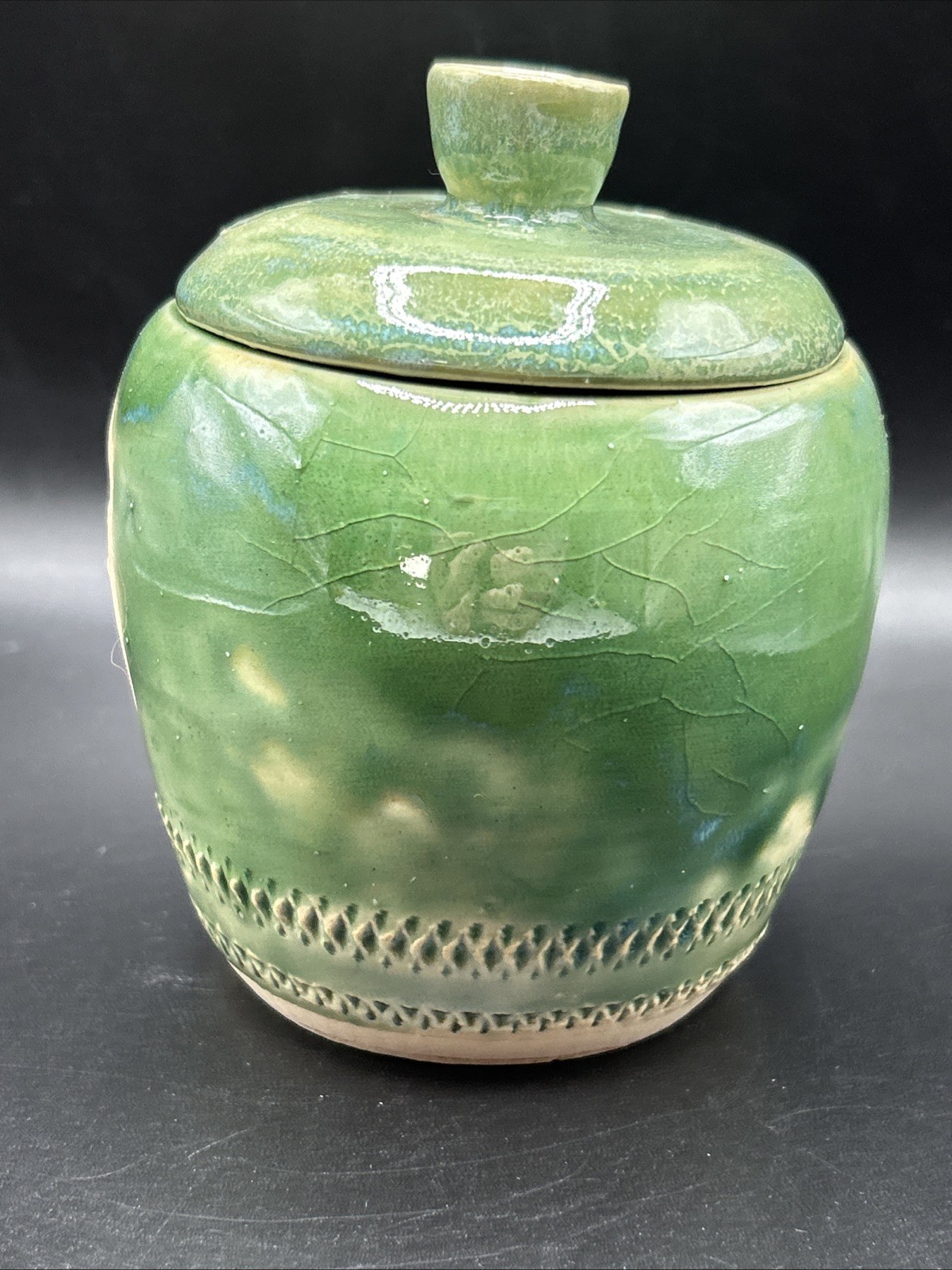 PET URN Hand Made Thrown Pottery For Ashes & Memorabilia 4” Wide 3 1/2” Tall
