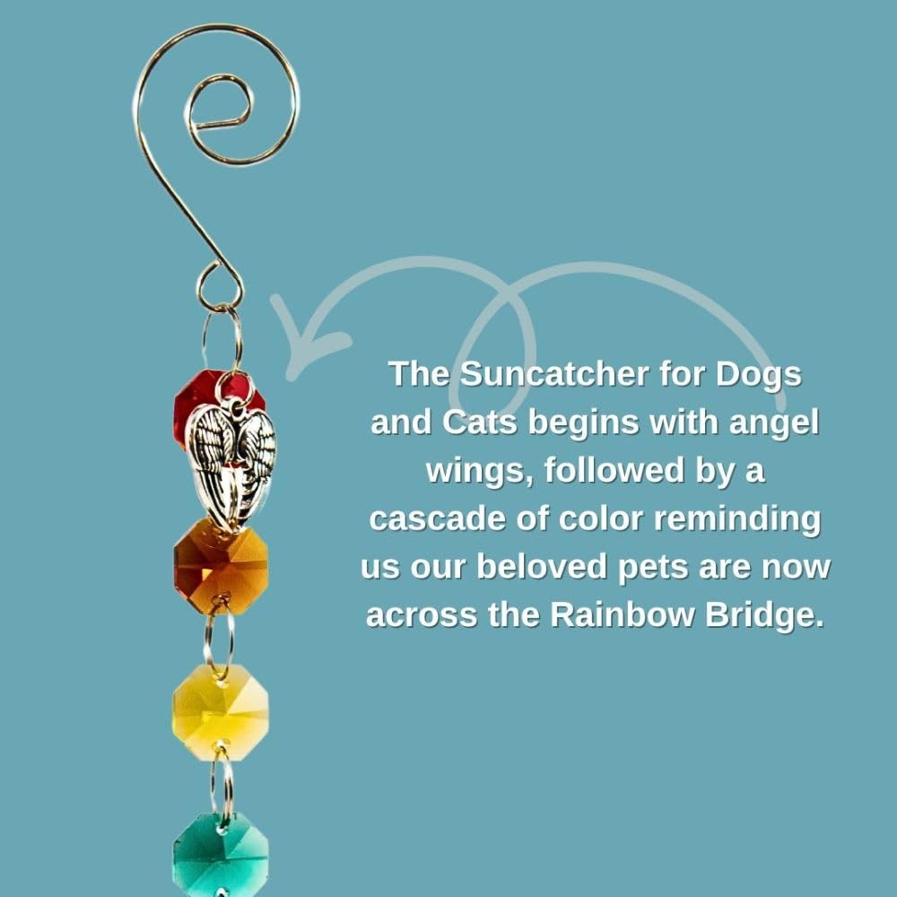 Pet Perennials Pet Memorial Suncatcher – Crystal Rainbow Prism with Angel Wings