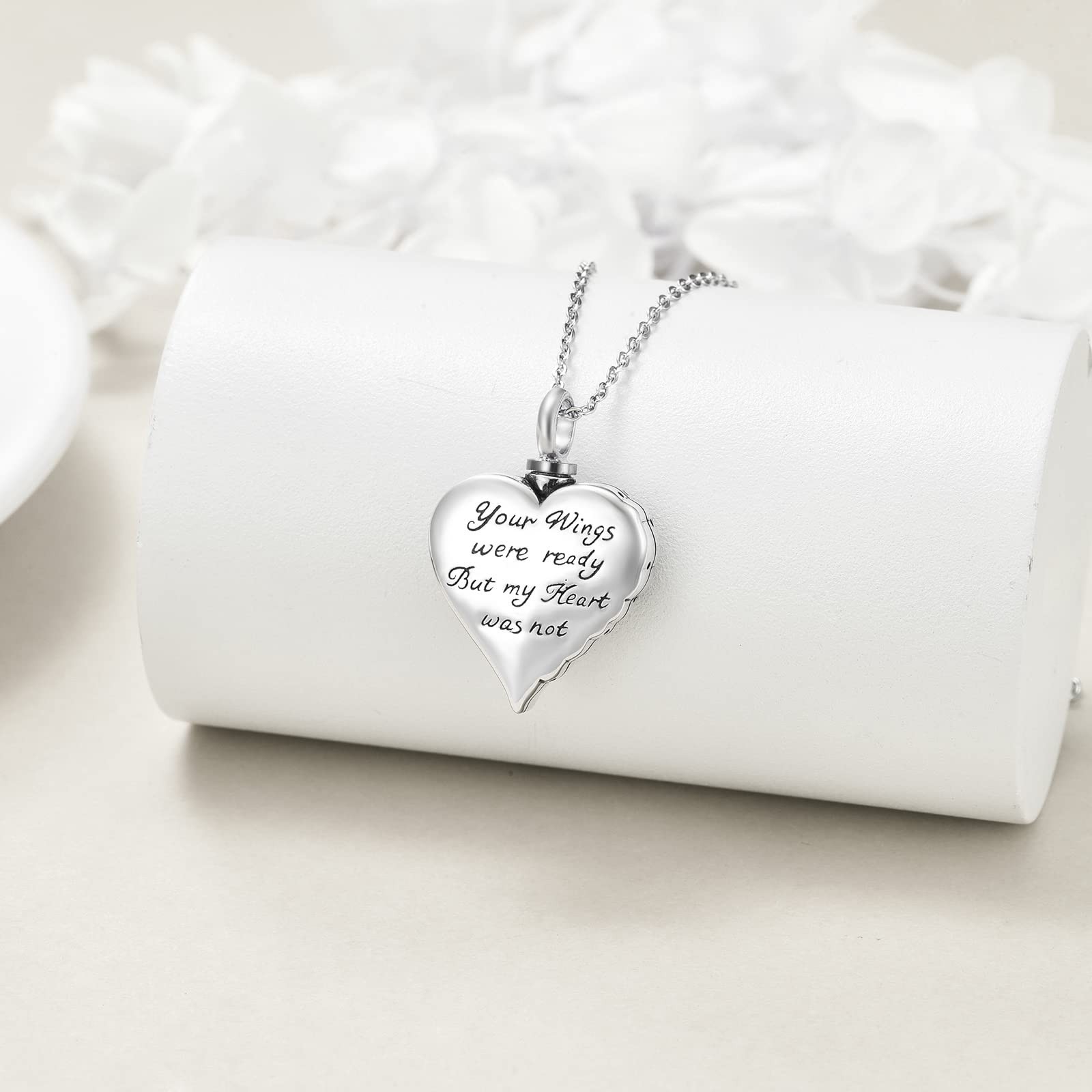 Yfn Sterling Silver Cat Dog Guardian Angel Wings Urn Necklaces For Ashes Pet