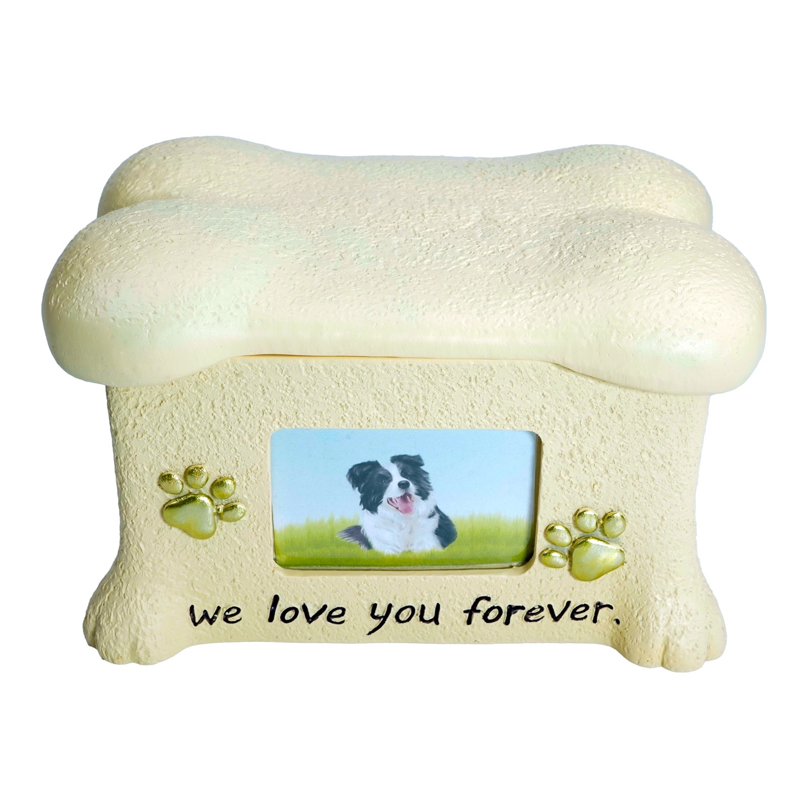 Pet Urn Ashes Box with Photo Frame Loss Pet Memorial Remembrance Gift (Yellow)