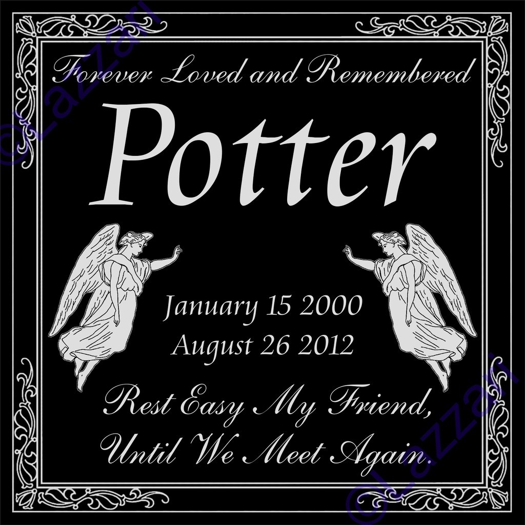 Custom Pet Memorial 12×12 Guardian Angel Granite Grave Marker Cat Dog Horse Bird