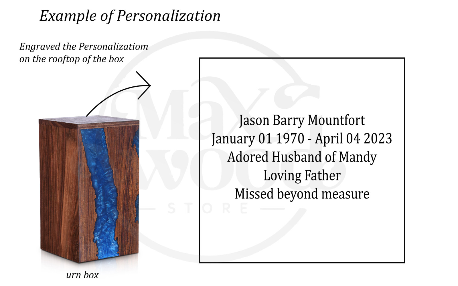 Wooden Urn Box-Urn Box-Rosewood and Blue Resin Design Urn Box For Human Ashes