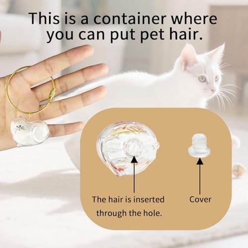 Cat Hair Keychain, 2Pcs Cat Hair Storage Bottle，Pet Fur Keepsake,Pet Hair