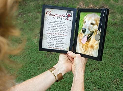 Black Dog Memorial Picture Frame With Poem Engravable Tag For Pet Loss Sympathy